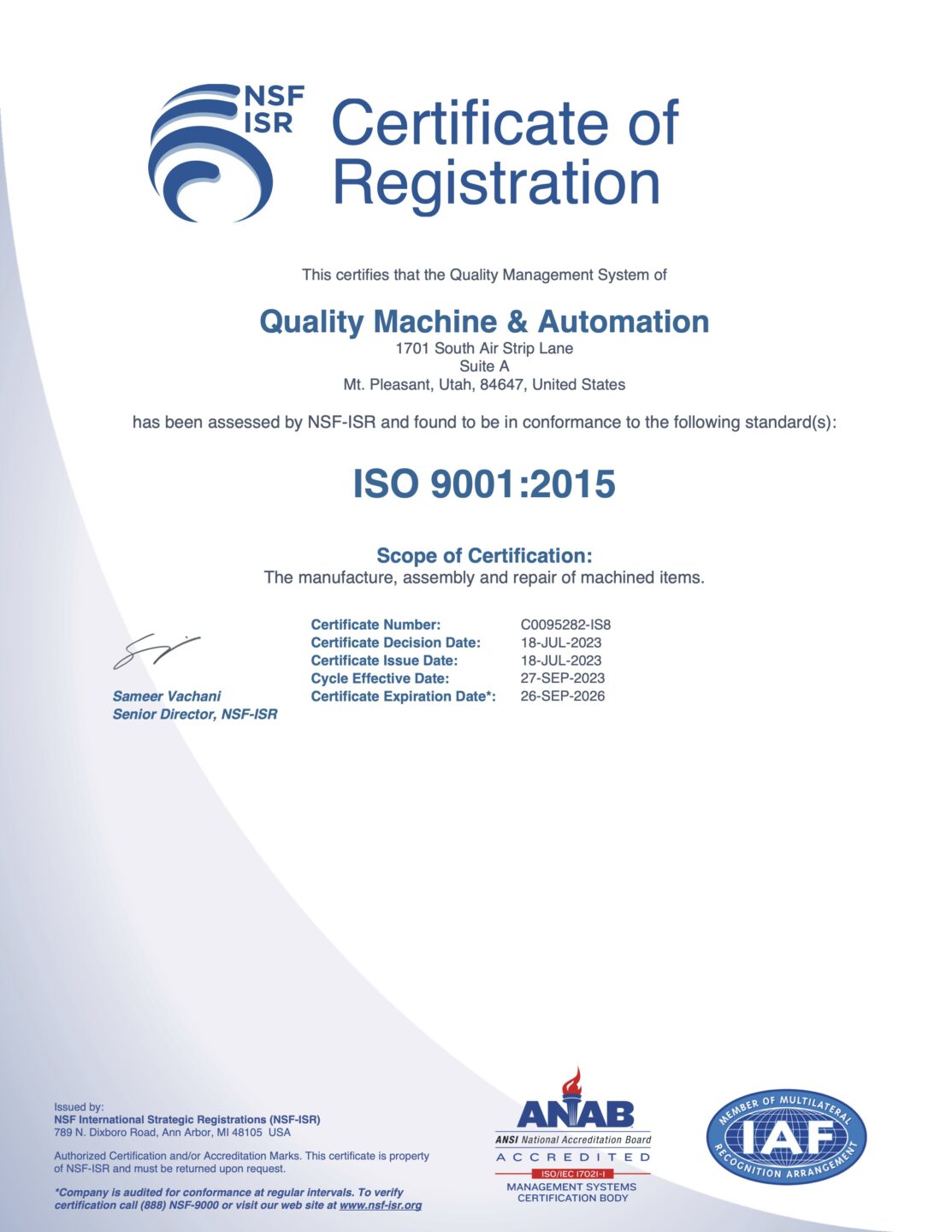Machine Shop Utah Certification Quality Machine0Auctomation
